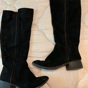 Black suede riding boots